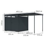 KOVINSKA VRTNA HIŠKA KARIBU OSTEN 2 ANTRACIT 220X220X215 - slika 2